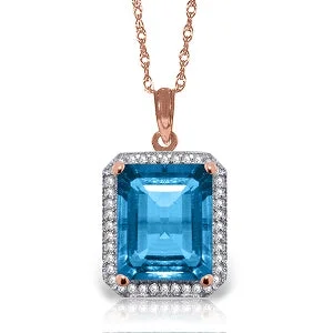 rose gold knotted necklace-7.8 Carat 14K Solid Rose Gold Isabella Blue Topaz Diamond Necklace