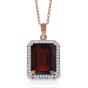 luxurious statement necklace-7.8 Carat 14K Solid Rose Gold Necklace Natural Diamond Garnet