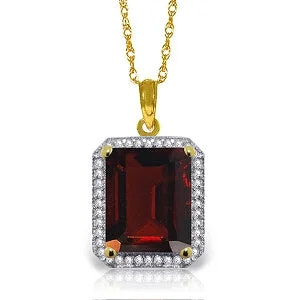 ten-gem drop necklace-7.8 Carat 14K Solid Yellow Gold Necklace Natural Diamond Garnet