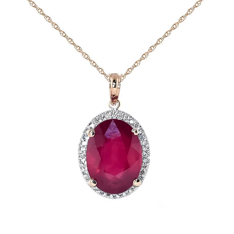 7.93 Carat 14K Solid Rose Gold Loren Ruby Diamond Necklace