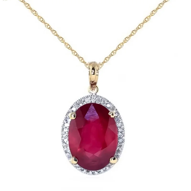 rose gold knotted necklace-7.93 Carat 14K Solid Yellow Gold Loren Ruby Diamond Necklace