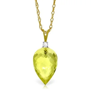 urban sleek necklace-9.05 Carat 14K Solid Yellow Gold Optimism Lemon Quartz Necklace