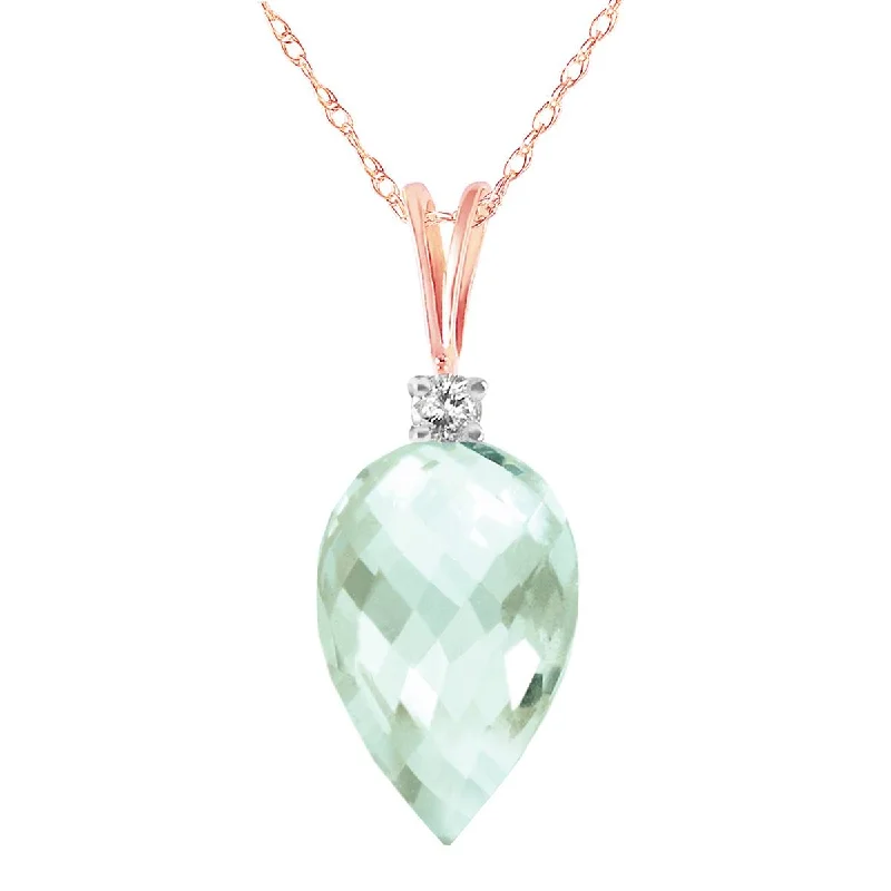 midnight diamond necklace-9.55 Carat 14K Solid Rose Gold Beauty Green Amethyst Necklace