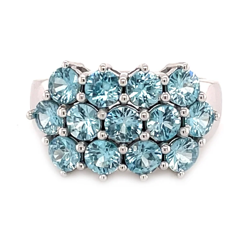 knotted gold ring-925 Sterling Silver Blue Zircon Gemstone Ring