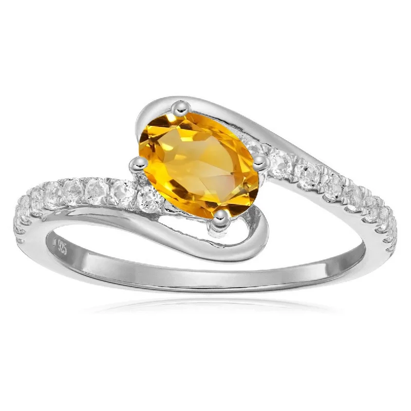 aquamarine silver ring-925 Sterling Silver Citrine and White Topaz Ring