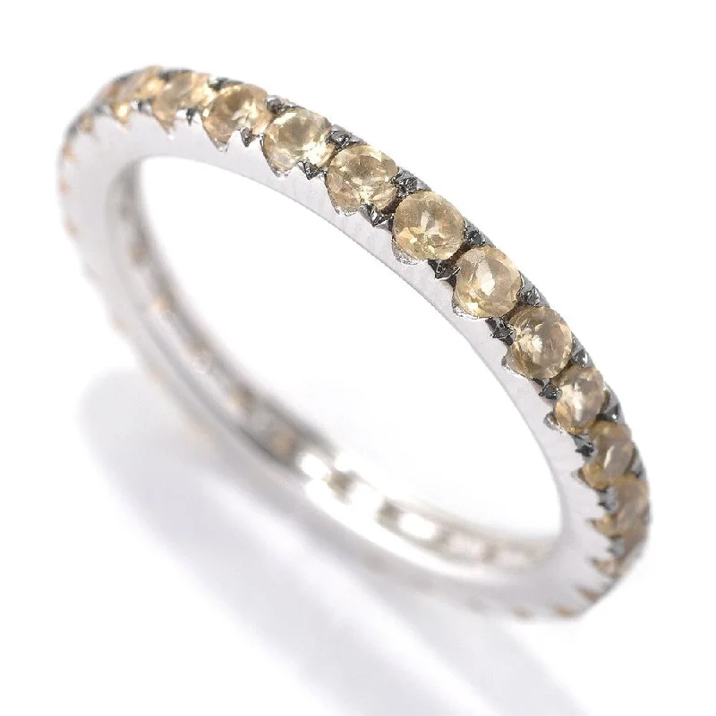 tarnished statement ring-925 Sterling Silver Citrine Eternity Band Ring