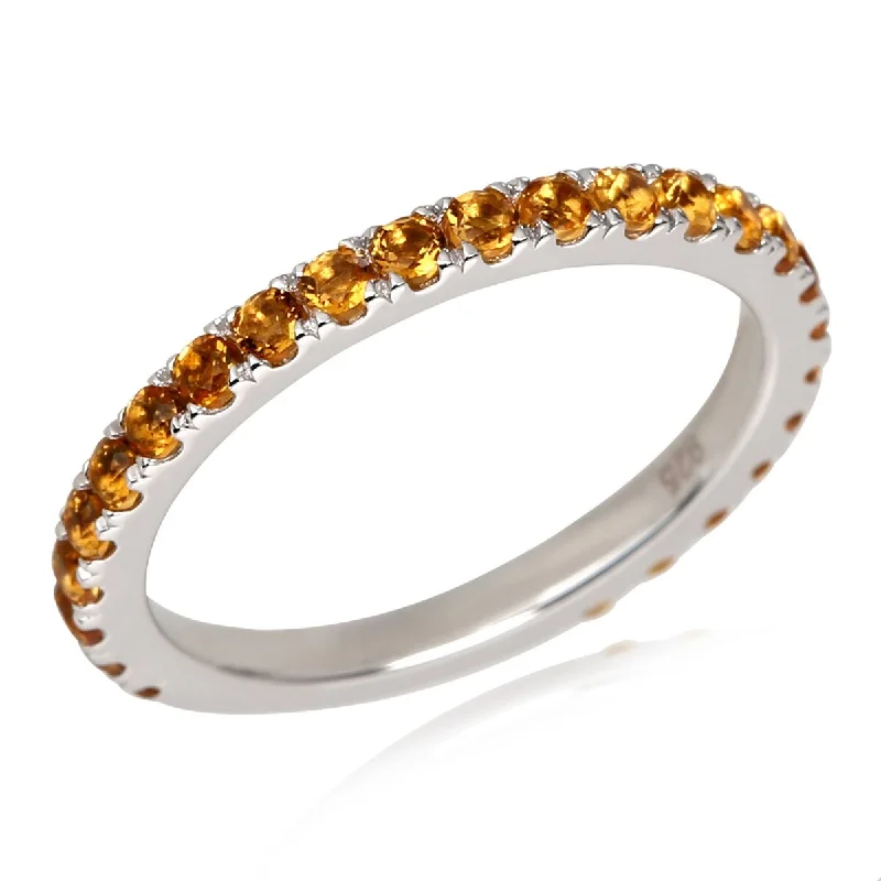 thin couple ring-925 Sterling Silver Citrine Eternity Band Ring