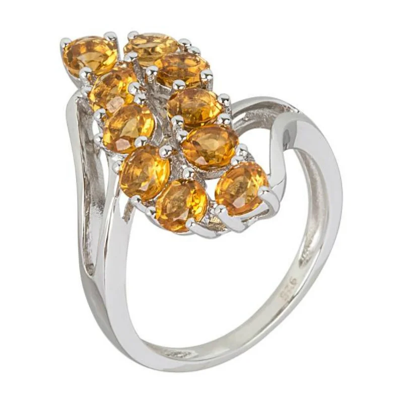 pearl frond ring-925 Sterling Silver Citrine Ring