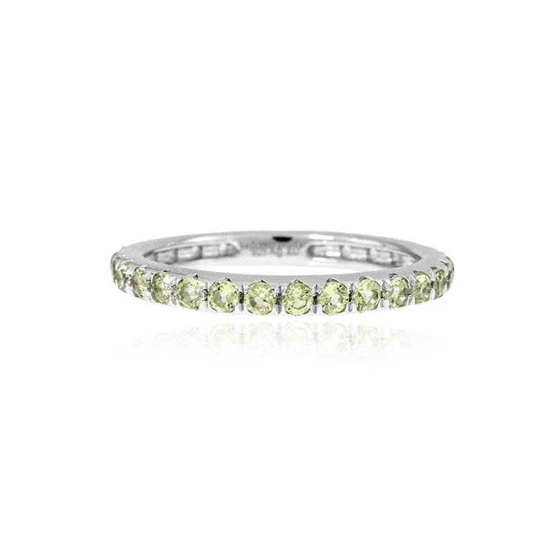 garnet halo ring-925 Sterling Silver Peridot Eternity Band Ring