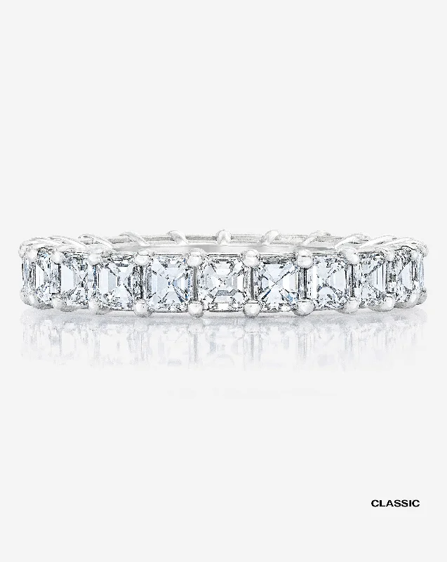 flow-shaped band ring-Asscher Diamond Eternity Band