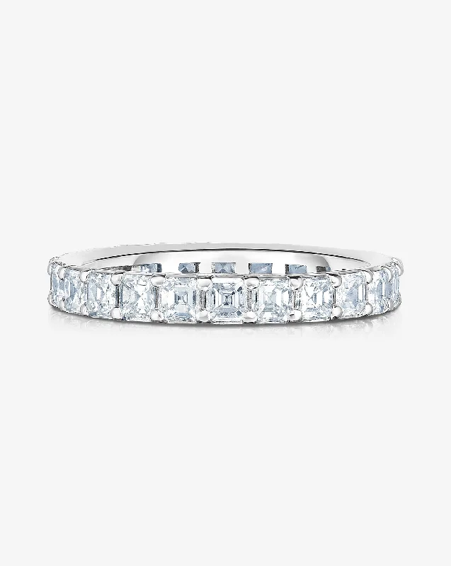 frond leaf ring-Asscher Diamond Eternity Band