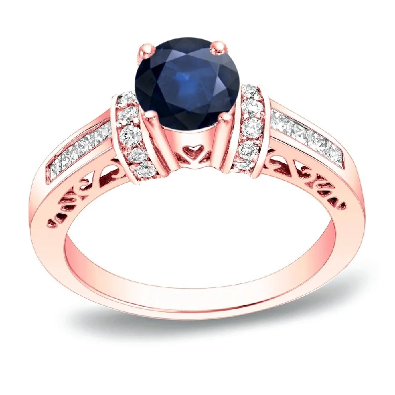 chiseled diamond ring-Auriya 1/2ct Sapphire and 3/4ctw Diamond Engagement Ring 14k Gold