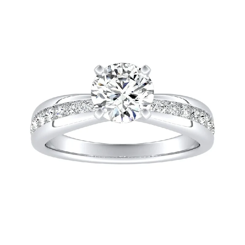 bendable silver ring-Auriya 14k Gold 1/2ct Classic Moissanite and Diamond Engagement Ring 1/3ctw