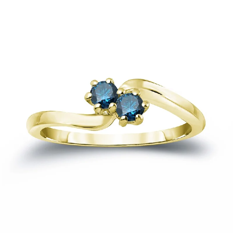 wanderlust chic ring-Auriya 14k Gold 1/2ct TDW Round 2-Stone Blue Diamond Engagement Ring