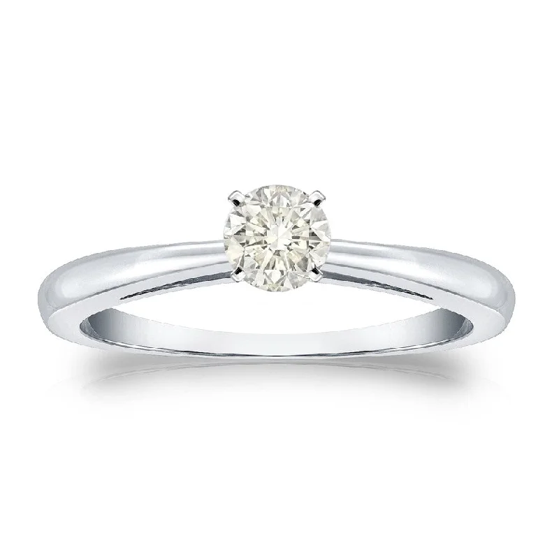 heavy silver ring-Auriya 14k Gold 1/4 carat TW Round Solitaire Diamond Engagement Ring (J-K, I1-I2)