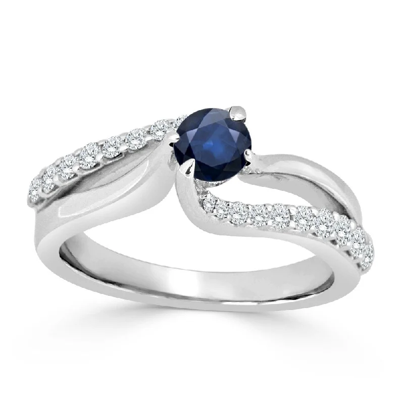 elegant promise ring-Auriya 14k Gold 1/4ct Blue Sapphire and Diamond Engagement Ring 1/2ctw