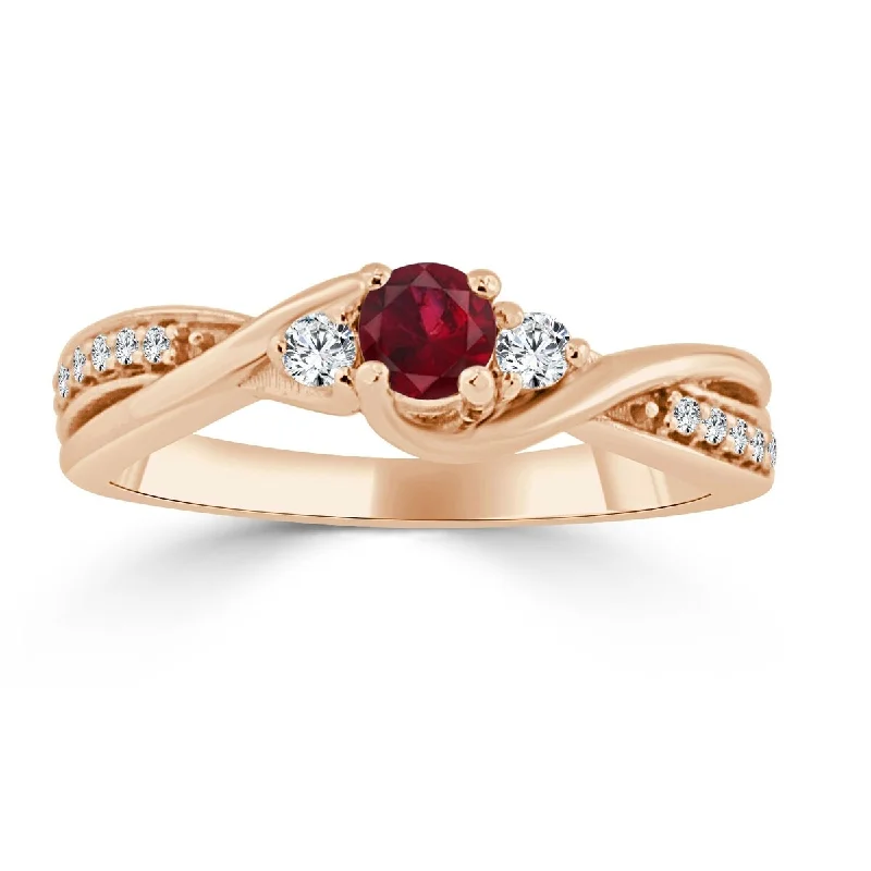 shimmering diamond ring-Auriya 14k Gold 1/5ct Red Ruby 3-Stone Diamond Engagement Ring 1/6cttw (H-I, I1-I2)