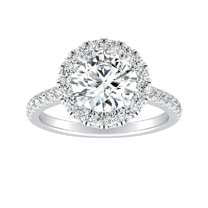 thin birthstone ring-Auriya 14k Gold 2 1/2ct Moissanite Halo Diamond Engagement Ring 3/8ctw