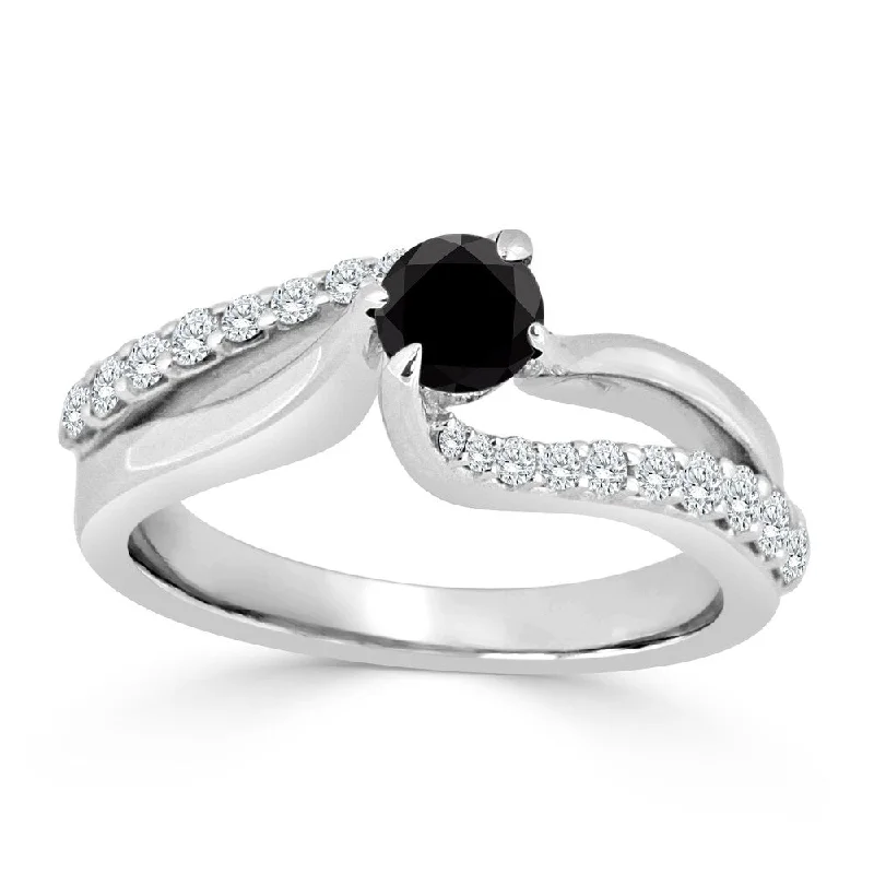 frond gold ring-Auriya 14k Gold 3/4ct TDW Black and White Diamond Engagement Ring (Black)