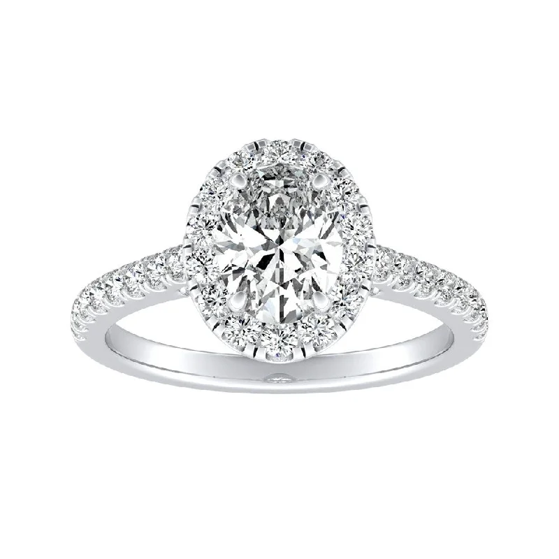 knotted gold ring-Auriya 14k Gold 9/10ctw Oval-cut Halo Diamond Engagement Ring (I-J, I1-I2)