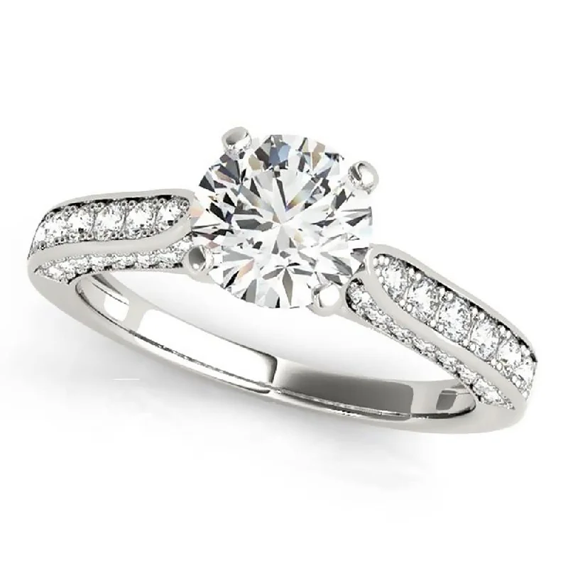 flow-shaped band ring-Auriya 14k Gold Classic 2 1/2ct Round Moissanite and 1/2ctw Diamond Engagement Ring