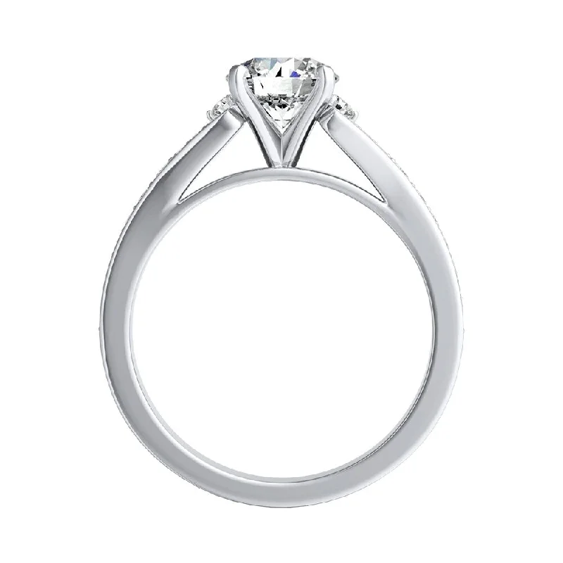 thin stacking ring-Auriya 14k Gold Round 4ct Moissanite and 1/4ct TDW Diamond Engagement Ring