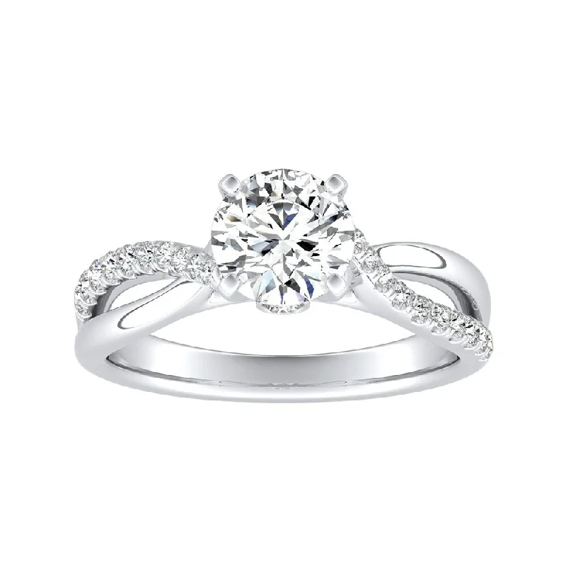 ten-gem ring-Auriya 14k Gold Round 4ct Moissanite and 1/5ct TDW Diamond Engagement Ring