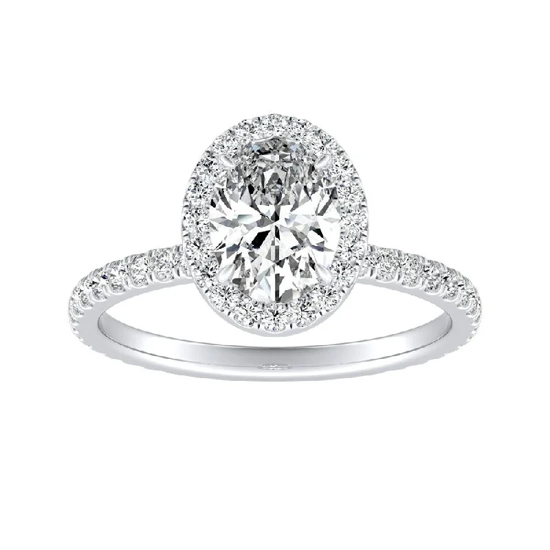 flow promise ring-Auriya 18k Gold 1ctw Oval-cut Halo Diamond Engagement Ring (H-I, SI1-SI2)