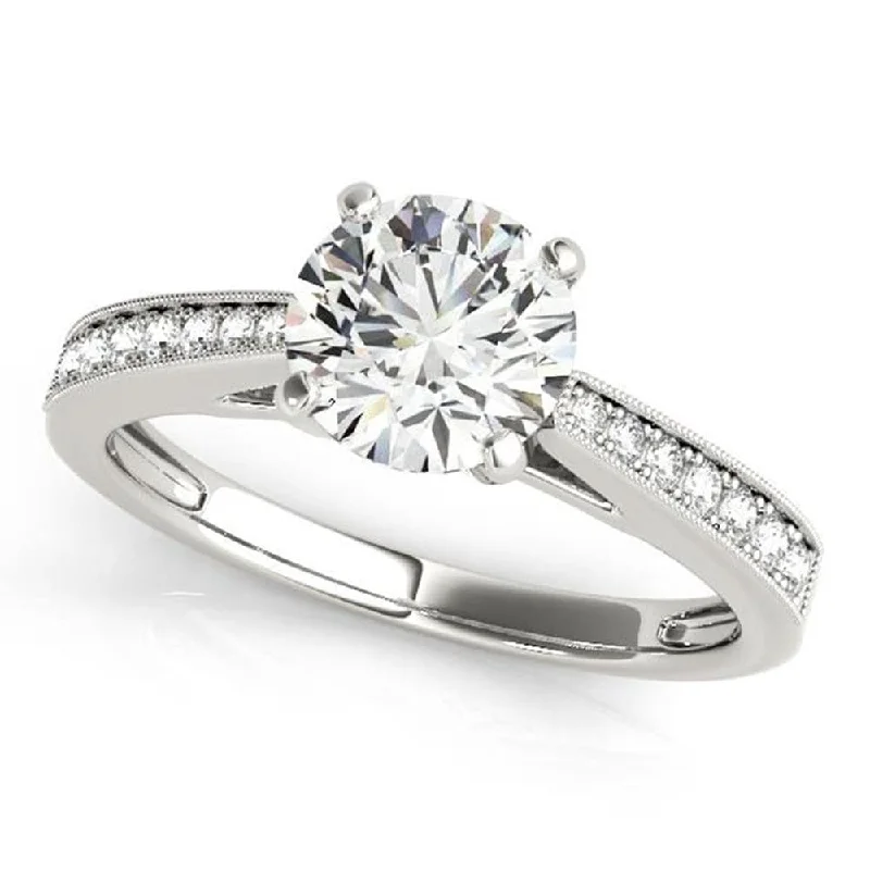 urban gold ring-Auriya Classic 1ct Moissanite and Diamond Engagement Ring 1/6ctw 14K Gold