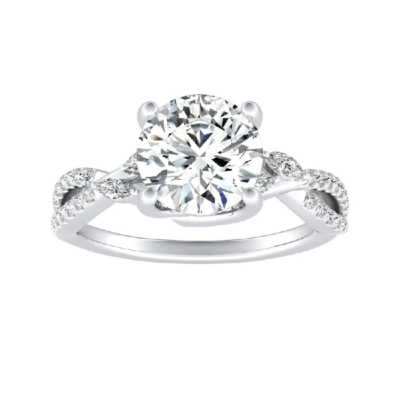 gibbous moon ring-Auriya Infinity Round 2ct Moissanite and 1/8ctw Diamond Engagement Ring 14K Gold