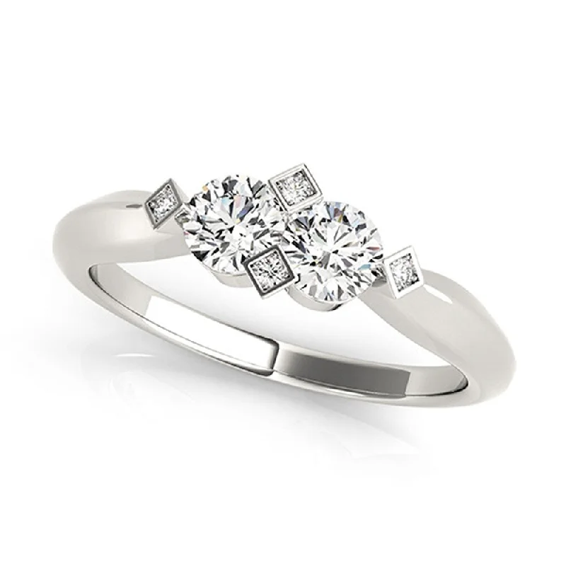 stamped silver ring-Auriya Modern 1/2ct TDW Round 2-Stone Diamond Engagement Ring 14k White Gold