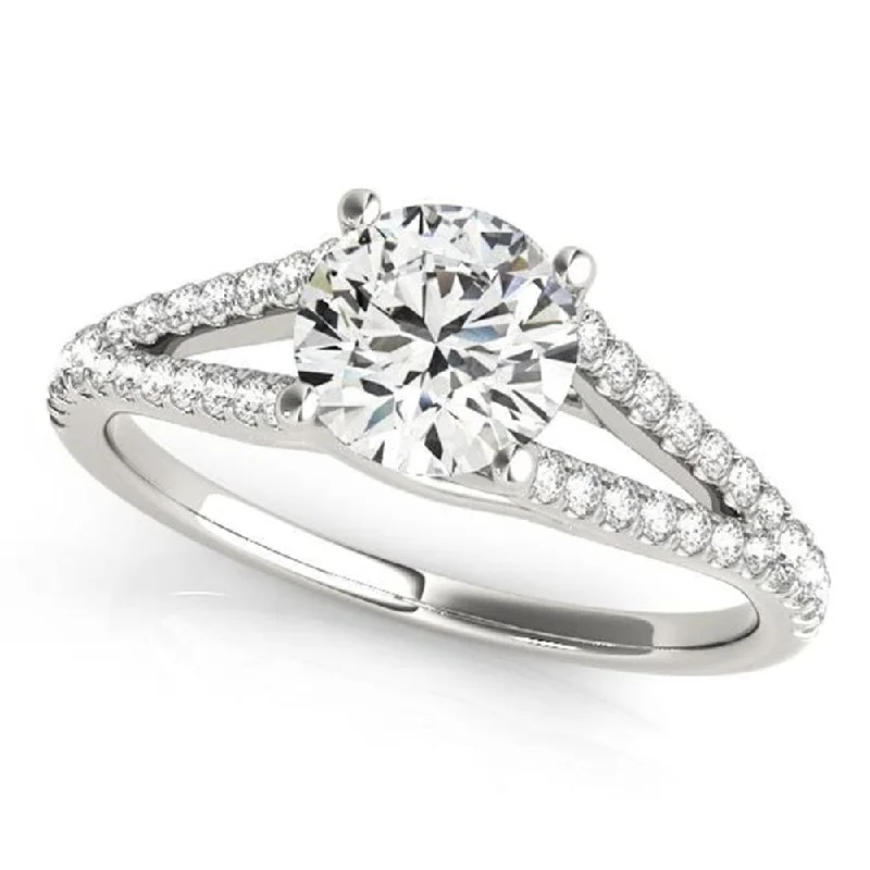 luxurious cocktail ring-Auriya Modern Split 1 1/2ct Moissanite and 1/5ctw Diamond Engagement Ring 14K Gold