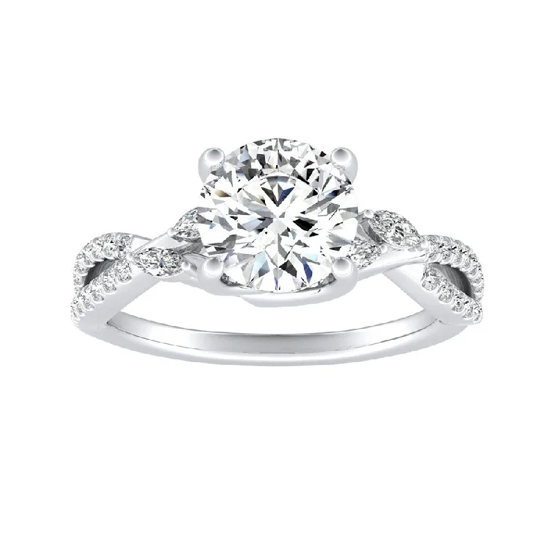 bendable promise ring-Auriya Nature Inspired 1 1/2ct Moissanite and 1/4ctw Diamond Engagement Ring 14k Gold