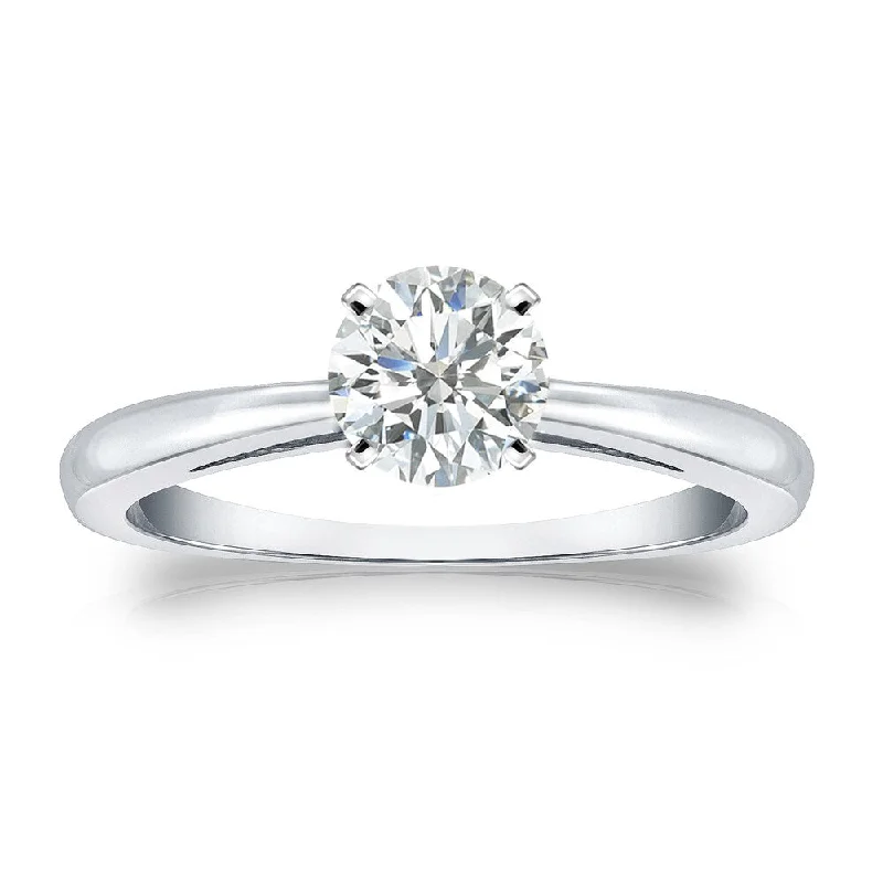 vibrant gold ring-Auriya Platinum 1/2ctw Round Solitaire Diamond Engagement Ring