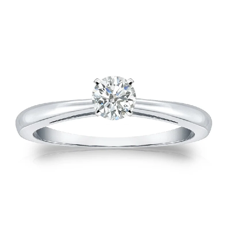 custom name ring-Auriya Platinum 1/4ctw Round Solitaire Diamond Engagement Ring (J-K, I1-I2)