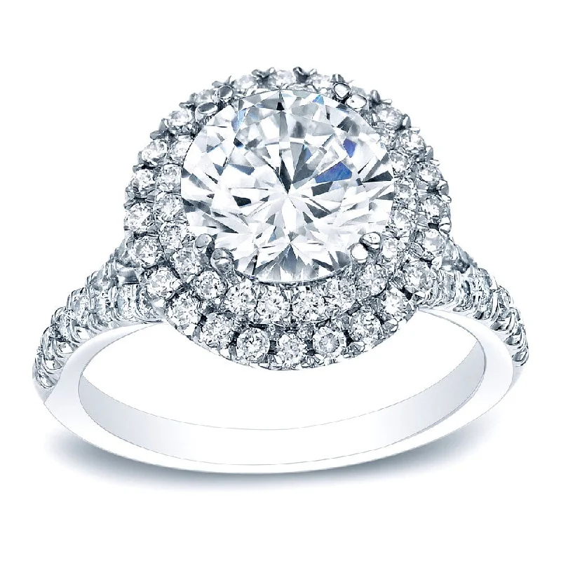 aquamarine promise ring-Auriya Platinum 1 5/8ctw Double Halo Diamond Engagement Ring (H-I, SI1-SI2)