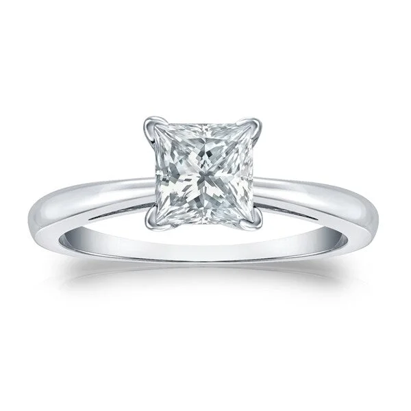 leafy-themed ring-Auriya Platinum 2ctw Princess-Cut Solitaire Diamond Engagement Ring GIA Certified