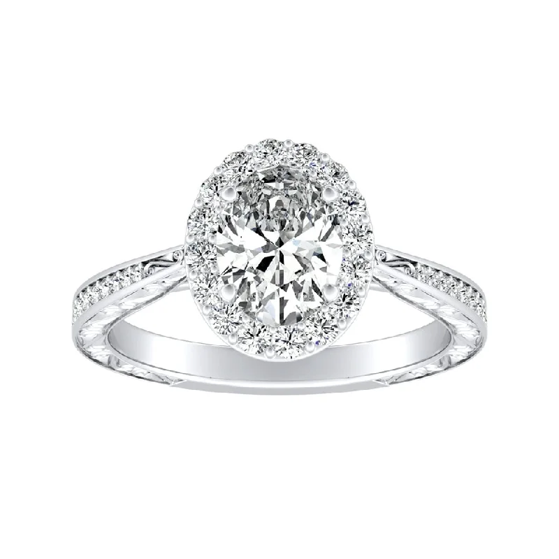 luxurious cocktail ring-Auriya Platinum Vintage Oval-cut 9/10ctw Halo Diamond Engagement Ring (I-J, I1-I2)