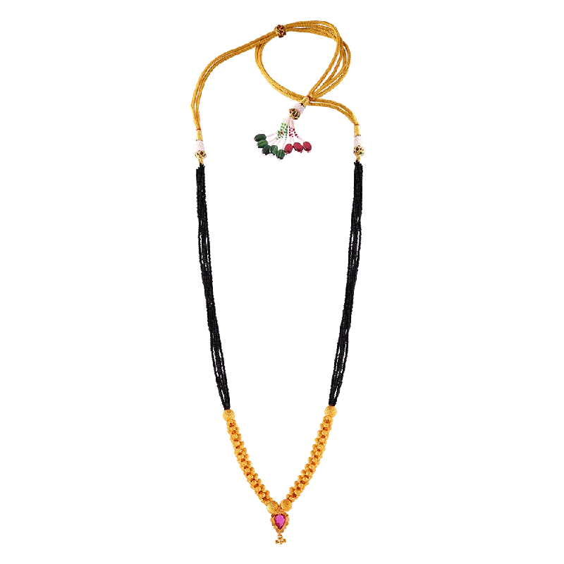 knotted gold necklace-Beautifully Crafted Tushi Gold Mangalsutra Online