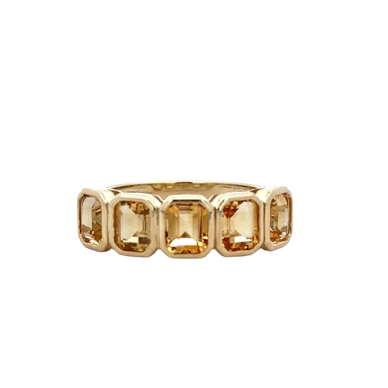 urban sleek ring-Bezel Set Citrine Band in Yellow Gold