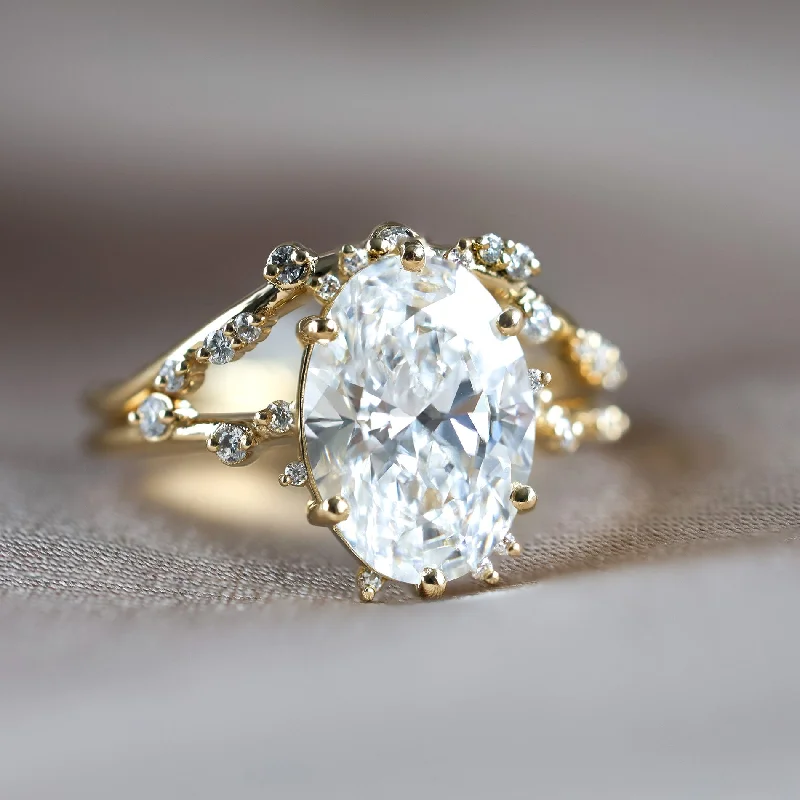 wanderlust chic ring-Bokeh diamond ring set with 3ct diamond