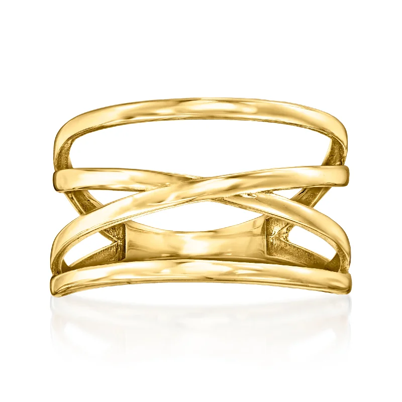 wanderlust moon ring-Canaria 10kt Yellow Gold Crisscross Ring