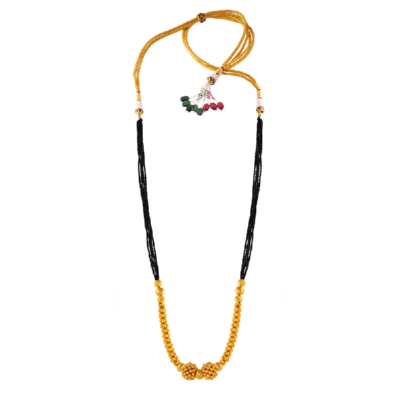 braided silver necklace-Charming 22k Gold Tushi Mangalsutra