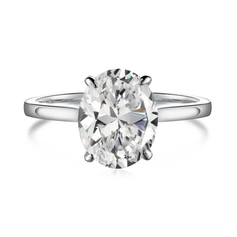 tarnished silver ring-Classic Love Solitaire Oval Diamond Ring