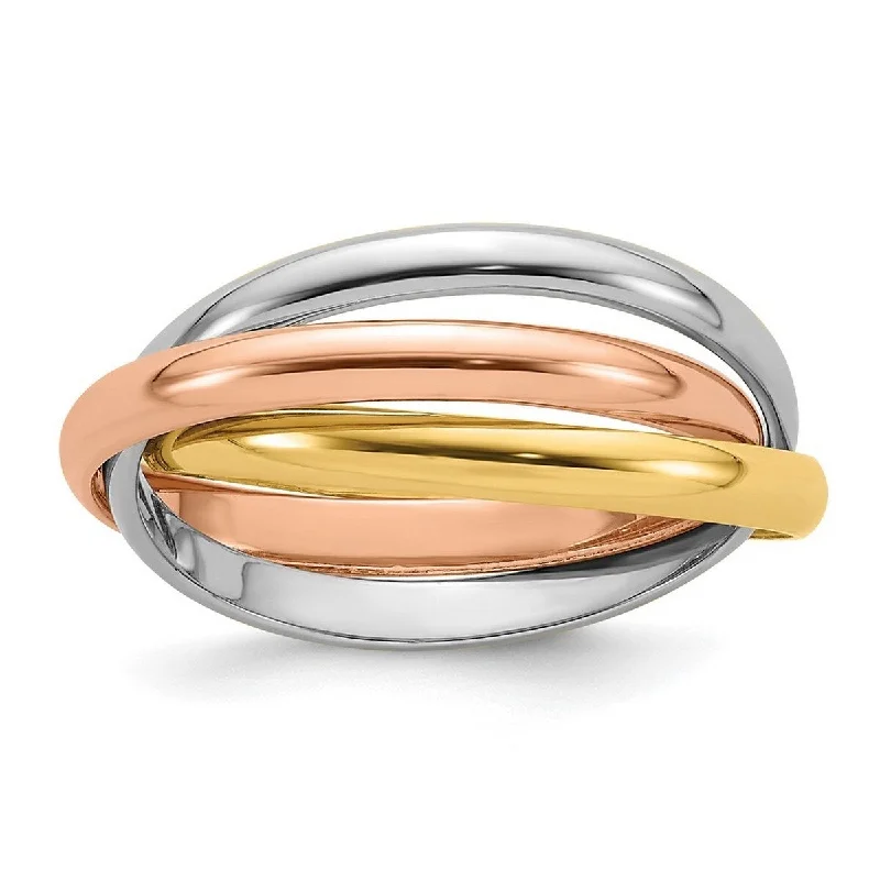 octagonal ring-Curata 14k Tri Color Hollow Gold Polished Rolling Ring