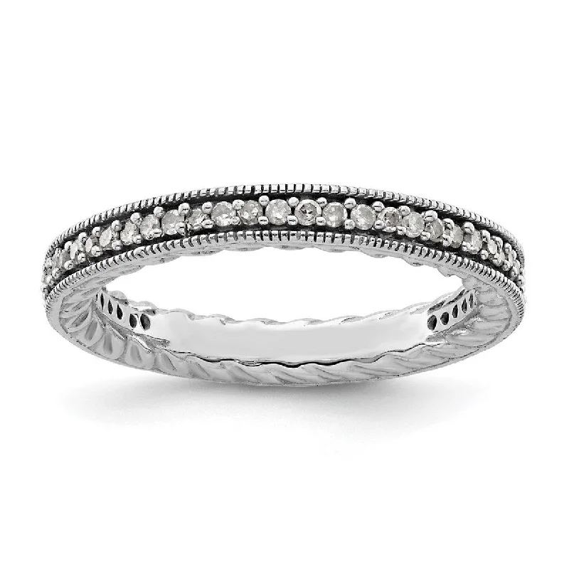 bendable stacking ring-Curata 2.5mm 925 Sterling Silver Prong set Stackable Expressions Polished Diamond Ring