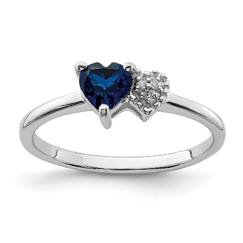 wanderlust moon ring-Curata 925 Sterling Silver Polished Created Sapphire and Diamond Ring