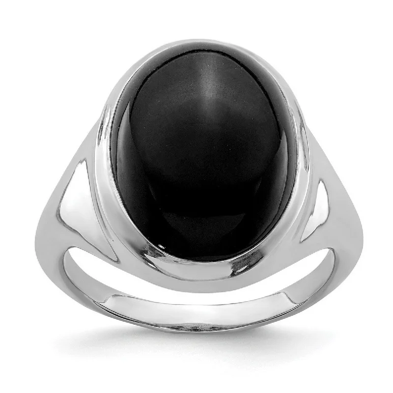 rose gold garnet ring-Curata 925 Sterling Silver Polished Open back Black Agate Ring