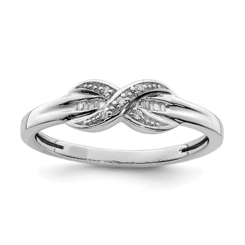 bendable infinity ring-Curata 925 Sterling Silver Polished Open back Rhodium Plated Diamond Religious Faith Crossover and Baguette Ring