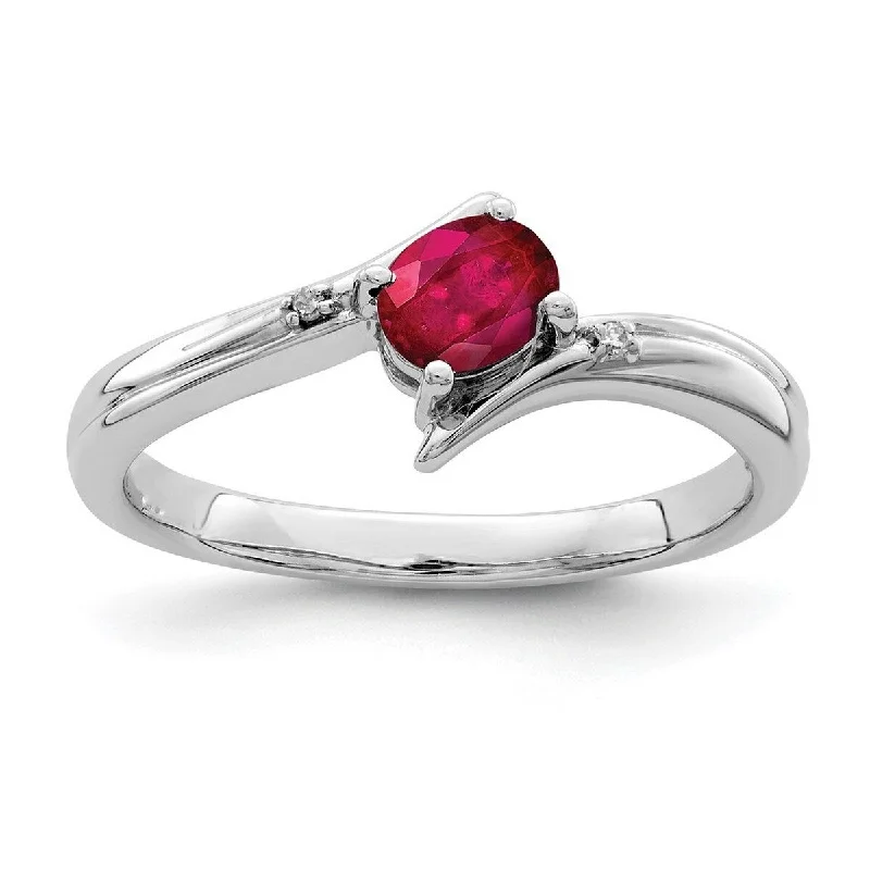 wanderlust chic ring-Curata 925 Sterling Silver Polished Open back Ruby and Diamond Ring